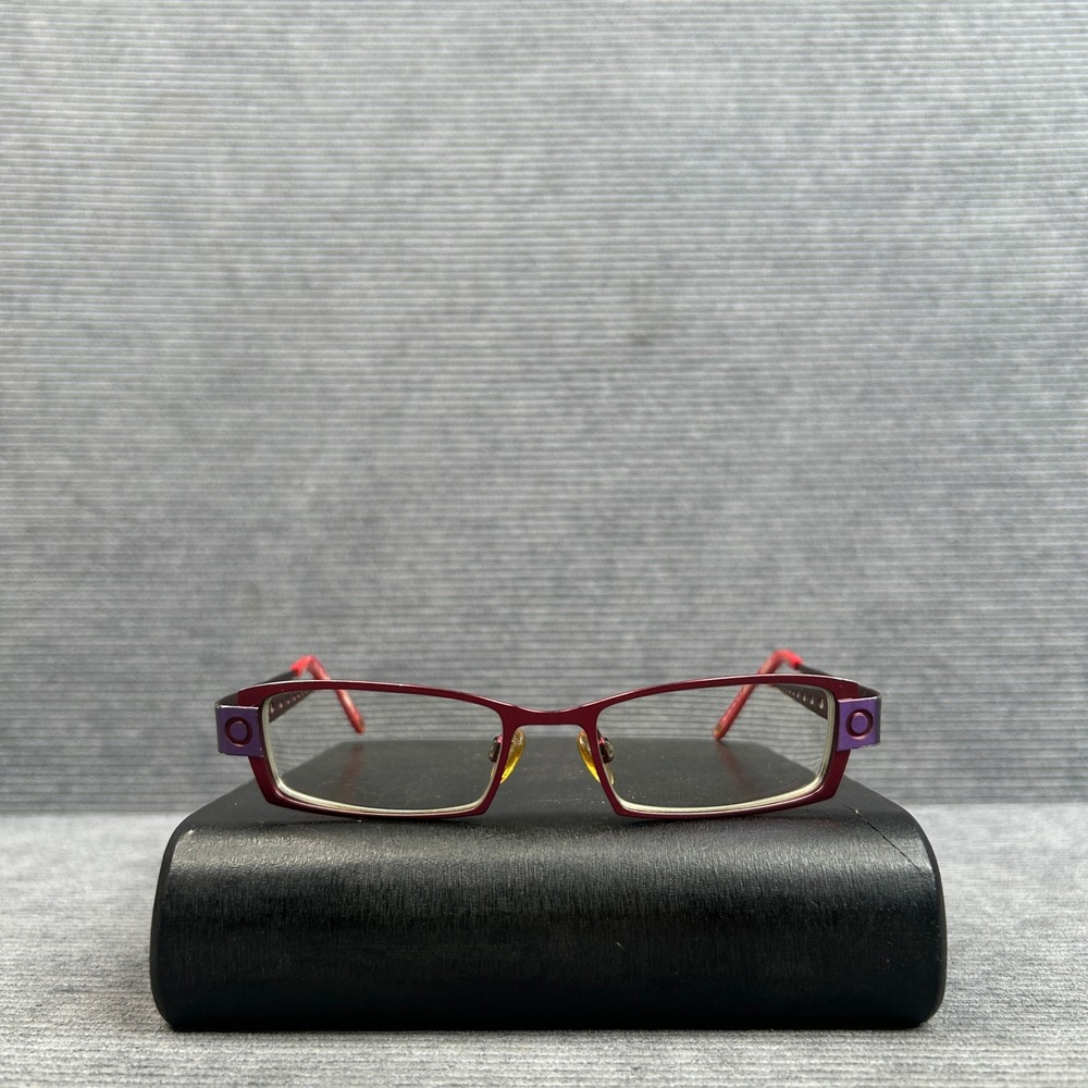 Kliik Denmark 236 Red Purple Rectangle Y2k Eyeglasses Frames 48-18-135 Col 711